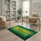 Vibrant Layered Green Geometric Area Rug