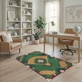 Vintage Baseball Field Green Area Rug