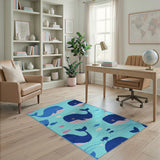 Playful Cartoon Whale Ocean Kids Rug