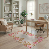 Vintage Pink Rose Border Area Rug