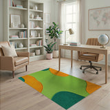 Vibrant Abstract Green Orange Teal Shag Rug