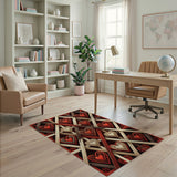 Ornate Red Heart Trellis Area Rug