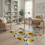 Whimsical Sunflower Bee Garden Area Rug