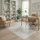 Beige and Neutral Abstract Wavy Beige Area Rug