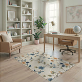 Ivory Blue Floral Branch Area Rug
