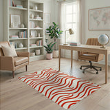 Vibrant Red Wavy Line Area Rug