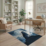 Howling Wolf Moonlit Mountains Area Rug