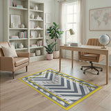 Vibrant Yellow Border Geometric Area Rug