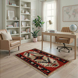 Bold Red Southwestern Geometric Area Rug