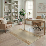 Beige Woven Area Rug with Tan Border Stripes