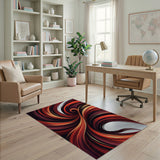 ODIKA Modern Abstract Swirl Area Rug - Washable Low Pile Non-Slip Carpet