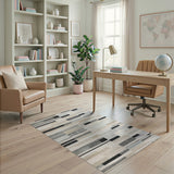Modern Grey Stripe Abstract Area Rug