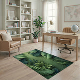 Green Lush Monstera Leaf Green Area Rug