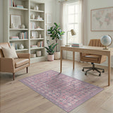 Blush Pink Persian Grid Motif Area Rug