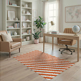 Vibrant Orange Diagonal Geometric Area Rug