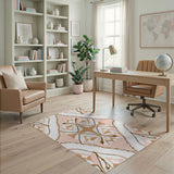 Blush Pink Diamond Trellis Floral Area Rug