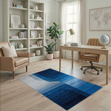 Blue Gradient Wave Geometric Area Rug