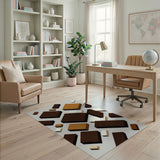 Modern Stacked Blocks Brown Tan Area Rug