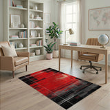 Geometric Modern Bold Red Geometric Grid Area Rug