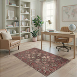 Red Star Geometric Persian Area Rug