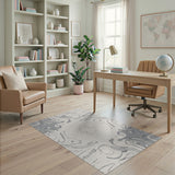 Grey Abstract Swirl Area Rug