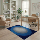 Blue Spiral Vortex Geometric Area Rug