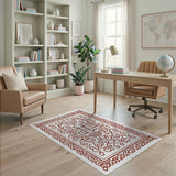 Ornate Red Vine Border Area Rug