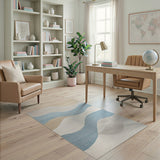 Fluid Blue Teal Waves Abstract Area Rug