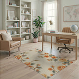 Vintage Peony Floral Cream Area Rug