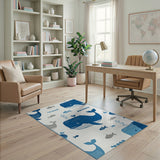 Playful Blue Whale Ocean Kids Area Rug