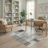 Beige and Neutral Modern Geometric Beige Area Rug