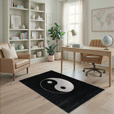 Yin Yang Black White Area Rug