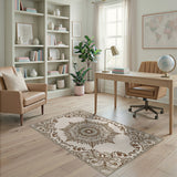 Brown and Tan Ornate Persian Mandala Area Rug