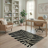 Heritage Tribal Zebra Stripe Black White Area Rug