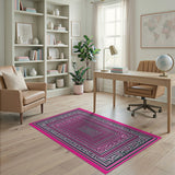Pink Pink Labyrinth Maze Geometric Area Rug
