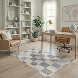 Grey Geometric Tilework Area Rug