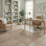 Tan Beige Gingham Checkered Area Rug