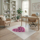 Pink Pink Floral Heart Area Rug