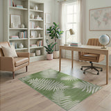 Green Fern Leaf Coastal Area Rug