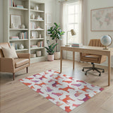 Playful Dogs and Cats Orange Kids Area Rug
