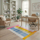 Vibrant Watercolor Stripe Multi-Color Area Rug