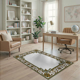 Traditional Persian Gold and Silver Ornate Gold Floral Border Area Rug