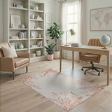 ODIKA Washable Pink Cherry Blossom Floral Area Rug - Low Pile Non-Slip Pet & Kid Friendly