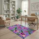 Purple Purple Tulip Floral Area Rug