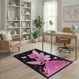 Pink Pixel Fairy Wings Butterflies Area Rug