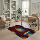 Rainbow Burst Red Curtain Area Rug