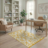 Golden Arabesque Lattice Area Rug
