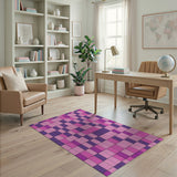 Pink Purple Geometric Mosaic Area Rug