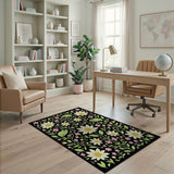 Playful Frogs Daisies Area Rug