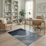 Starry Night Abstract Blue Wave Area Rug